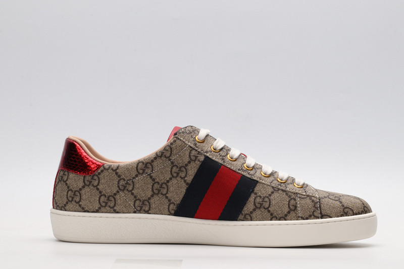 G*u*i ace embroidered low-top sneaker brown with stripe