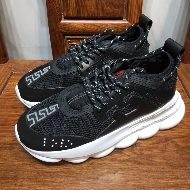 versace chain reaction triple black&white sneakers