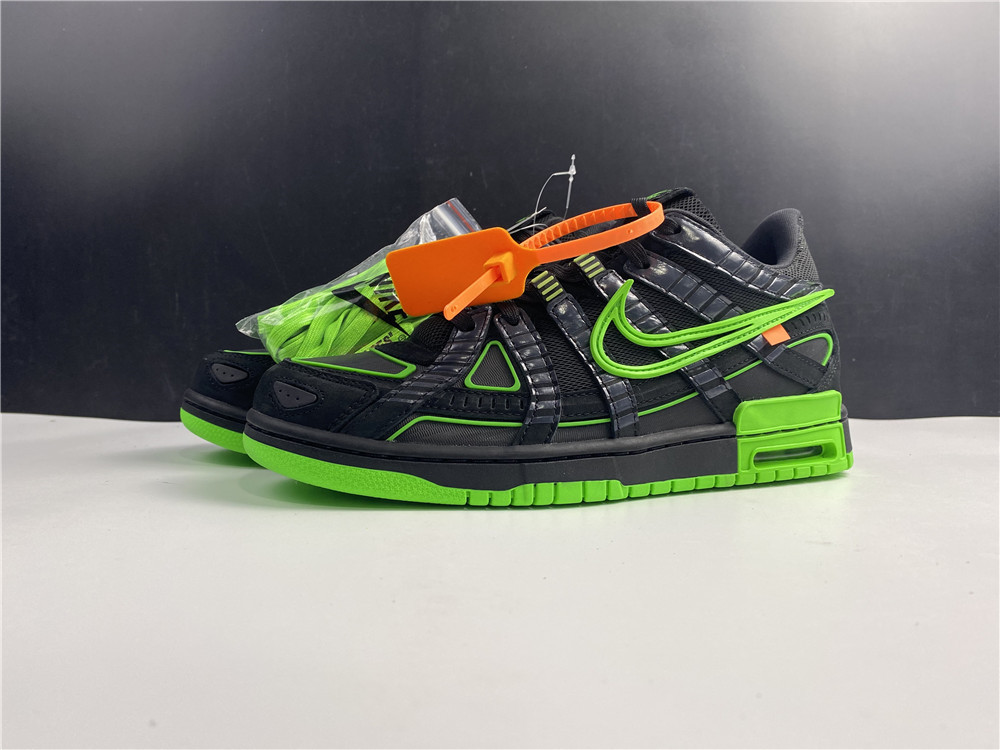 owt x nike air rubber dunk “green strike” cu6015-001