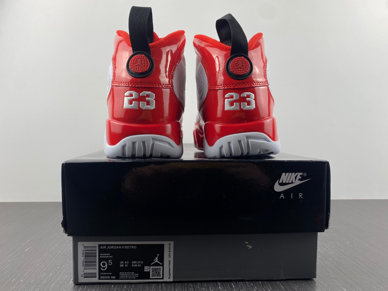 air jordan 9 white gym red red black 302370-160l