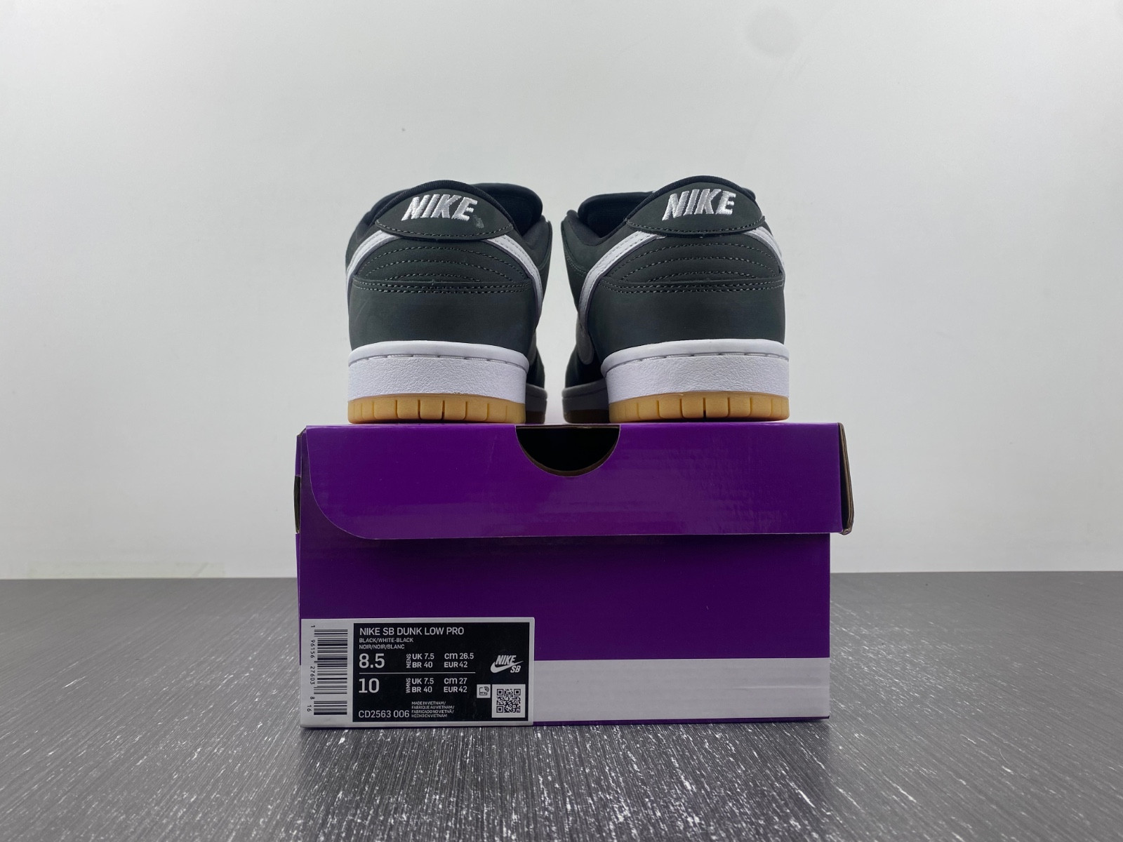 nike sb dunk low pro black gum men